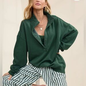 Aerie Oh Snap! Sweatshirt in Rugged Green Color Size Medium